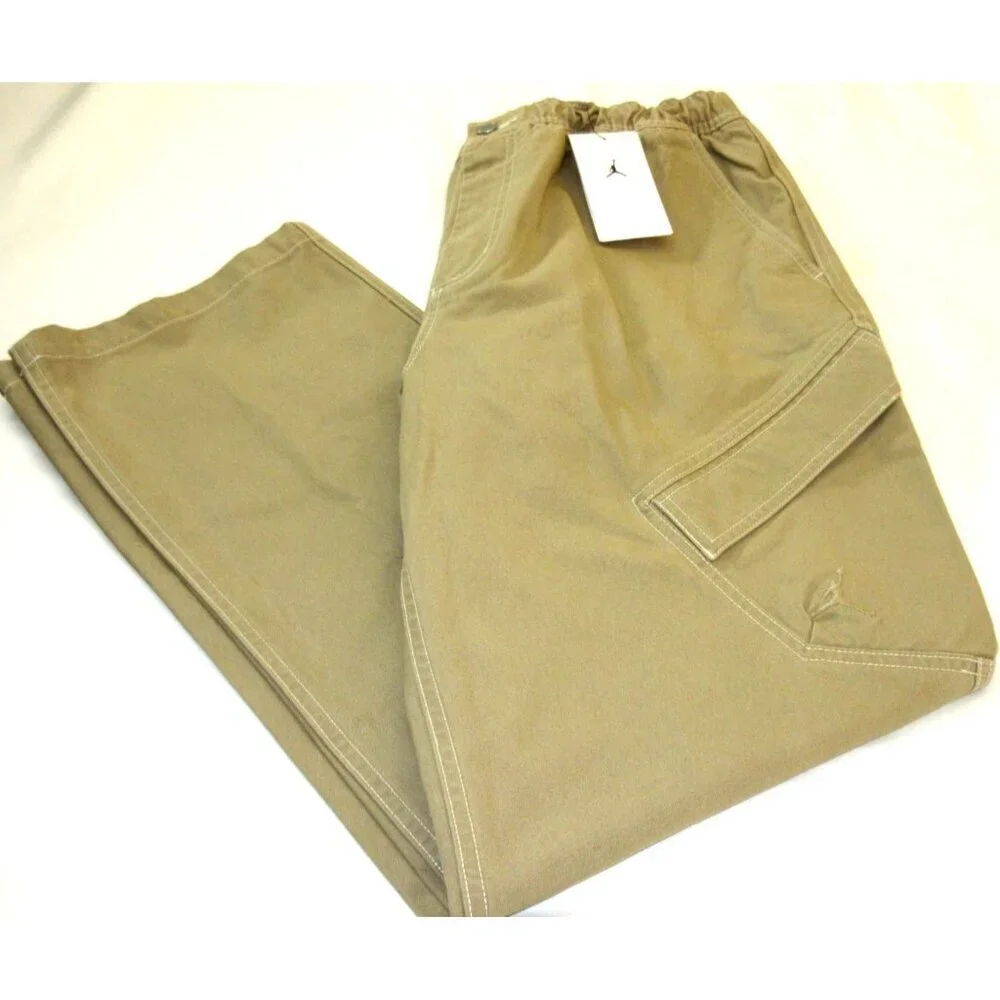 Jordan Men's MJ Chicago Cotton Cargo Casual Logo Pants Desert Khaki Large NWT